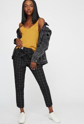 women fashion checkered print pants