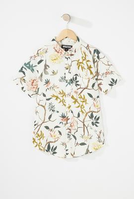 boys fashion floral button up