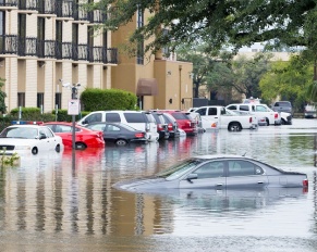 cars submerged during flood
