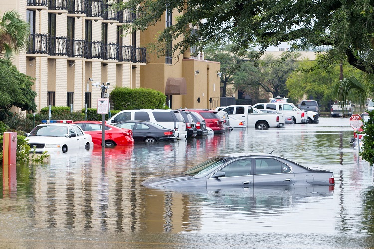 cars submerged during flood
