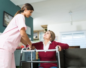 in-home caregiver and patient