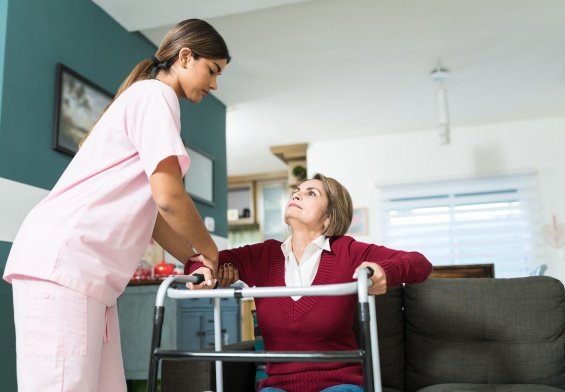 in-home caregiver and patient