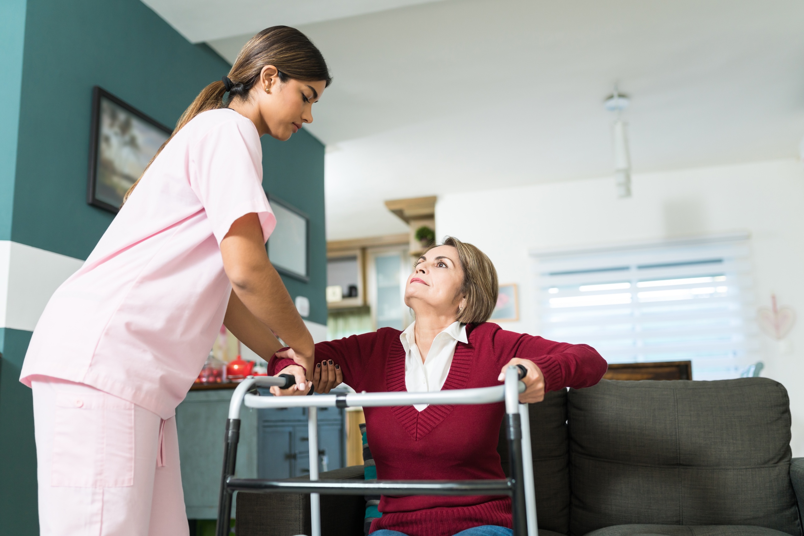 in-home caregiver and patient