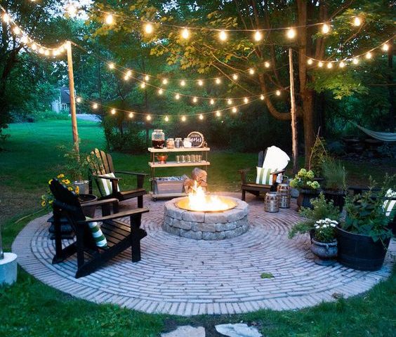 string lights hung outside