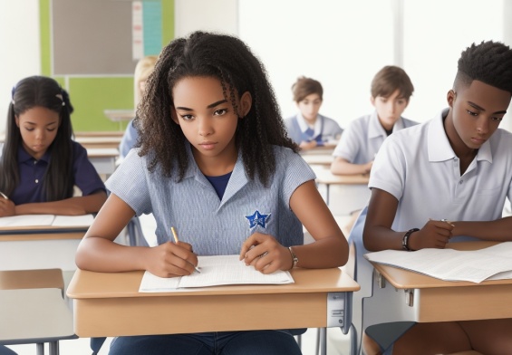 students in high school classroom