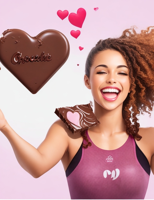 happy woman eating sugar-free stevia sweetened chocolate