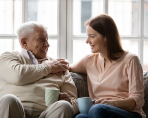 working caregiver with parent