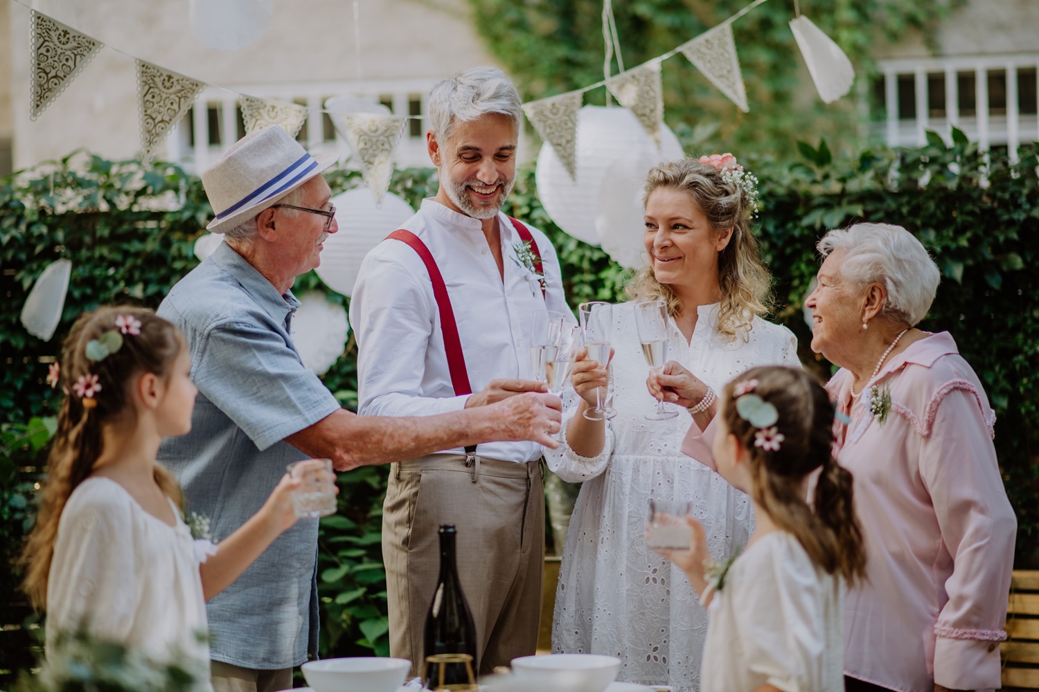 family enjoying vow renewal ceremony